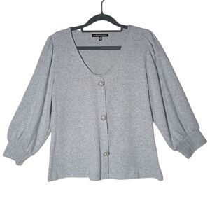 Adrienne‎ Vittadini Light Gray Cardigan Sweater Sz M